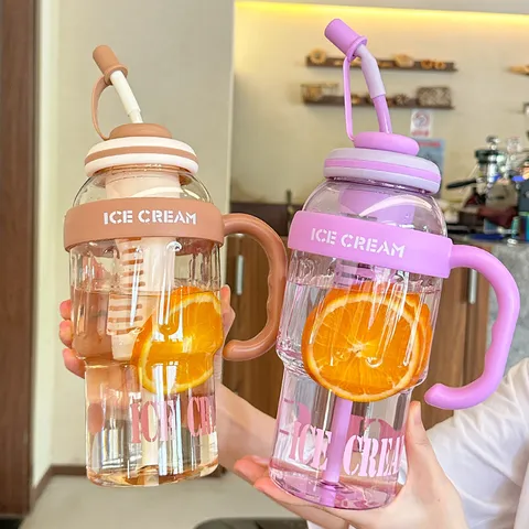 Πλαστικό Ποτήρι Μεγάλης Χωρητικότητας 1300ml Με Καλαμάκι Και Φίλτρο Τσαγιού Σύγχρονο Μινιμαλιστικό Μπουκάλι Νερού Ανθεκτικό Στη Ζέστη