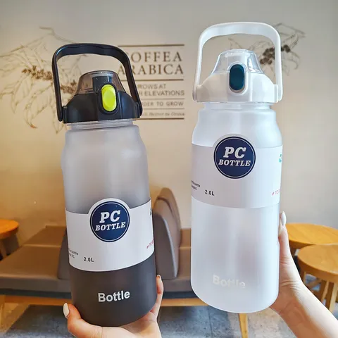 Gradient Gematteerde Plastic Sport Waterfles Met Rietje Handvat Draagbaar Grote Capaciteit Lekvrij Gym Fitness Ruimtebeker