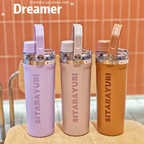 SITARAYURI Isolierte Wasserflasche Mit Magnetdeckel Edelstahl Isolierflasche Große Kapazität Tragbarer Sportbecher Für Fitnessstudio Outdoor Büro Reisen