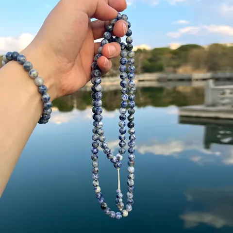Handgemaakte Natuursteen Gebedskralen Ketting en Armband Set Etnische Moslim Tasbih Lange Kralen Sieraden Unisex
