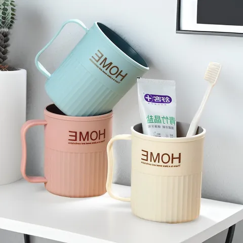 Household Plastic Mouthwash Cup Simple Toothbrush Cup Creative Double Layer Drinkware Bathroom Tumbler Wash Cup For Couple