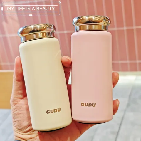 Termo Mini Moderno Minimalista Chapado en Titanio Acero Inoxidable Botella de Agua de Bolsillo Portátil Aislamiento Térmico para Viaje Oficina