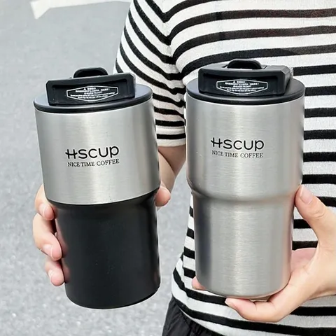 Bouteille Isotherme en Acier Inoxydable Minimaliste Tasse à Café Thermique Portable Gourde Avec Paille pour Voiture Bureau