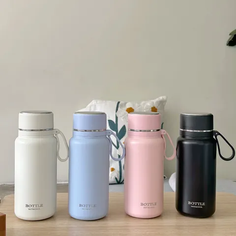 316 Edelstahl Vakuum Isolierte Wasserflasche Mit Griff Tragbare Minimalistische Thermoskanne Für Outdoor Büro Reise