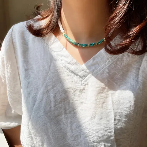 Hip Hop Retro Polymer Clay Heishi Beaded Choker Necklace For Women Men Handmade Geometric Alloy Collar Bone Chain Jewelry Accessories Gift