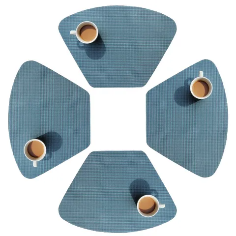 Tovaglietta Intrecciata a Forma di Ventaglio Tappetino da Tavola in PVC Antiscivolo Resistente al Calore Tovagliette Lavabili per Tavoli Tondi