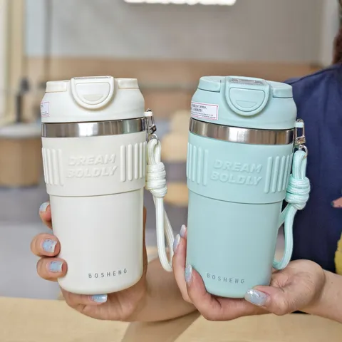 316 Stainless Steel Vacuum Insulated Coffee Cup With Silicone Sleeve And Lanyard Portable Double Drinking Thermal Mug For Office Outdoor Travel