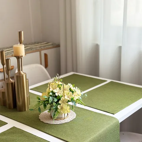 Effen Kleur Linnenlook Tafelmat Dubbellaags Warmte-isolatie Placemat Wasbaar Tischläufer Voor Eetkamer Thuis Decoratie