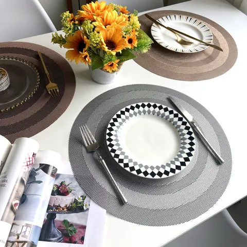 Tovaglietta Rotonda In PVC Minimalista Moderna Tovaglietta Da Tavolo Intrecciata Termoisolante Per Sala Da Pranzo Cucina Arredo Casa