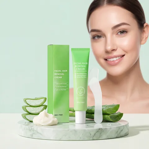 Crème Dépilatoire Douce pour le Visage Extrait d'Aloe Vera Peau Lisse Sans Douleur Épilateur Lèvres Soin Visage Femme