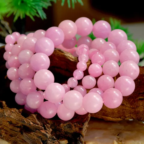 Natürliches Kunzit Perlenarmband Für Damen Süßes Rosa Lila Rundes Edelstein Elastisches Stretcharmband Mode Handgemachter Handschmuck