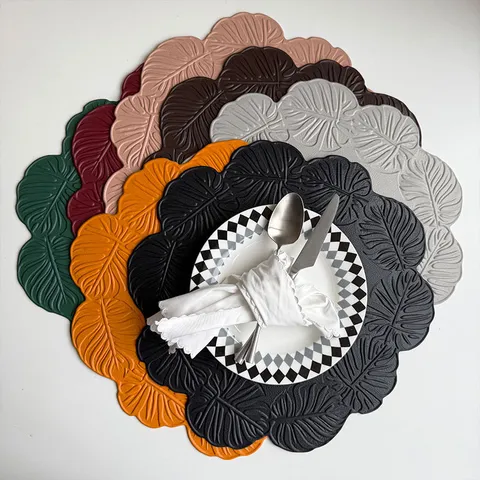 Monstera Blad Reliëf PVC Place-mat Waterdicht Oliebestendig Hittebestendige Tafelmat Voor Diner Bruiloft Feest Decoratie