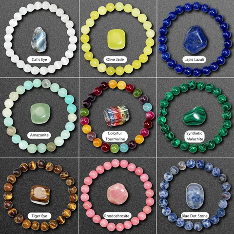 Natural Stone Beaded Bracelet 8mm Round Crystal Beads Elastic Hand-Strung Healing Energy Yoga Bracelet For Women Men Daily Jewelry