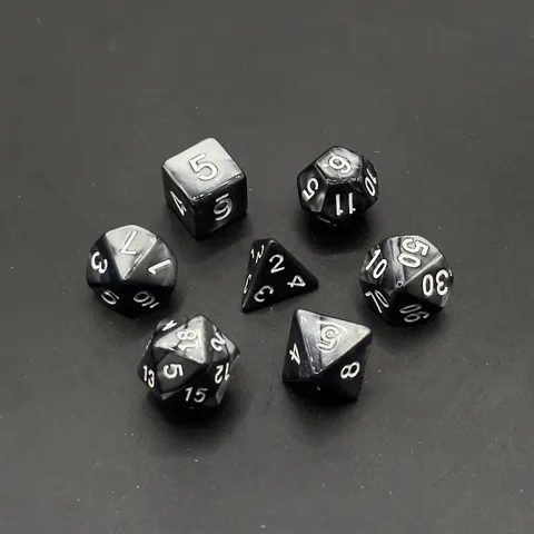 Marbled Polyhedral Dice Set For Tabletop Role Playing Games Acrylic Pearlized Texture Engraved Gaming Dice Accessory