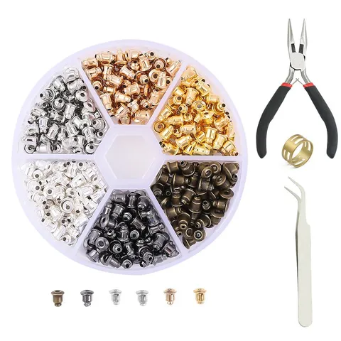 Iron Plastic Bullet Earring Backs Set DIY Jewelry Making Findings With Storage Box Tools For Earring Repair Women Jewelry Accessories