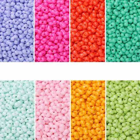 Cuentas de Vidrio en Forma de Cacahuete Pintura al Horno Tono Macaron Cuentas Espaciadoras Sueltas para Pulsera Collar Fai da Te Joyería