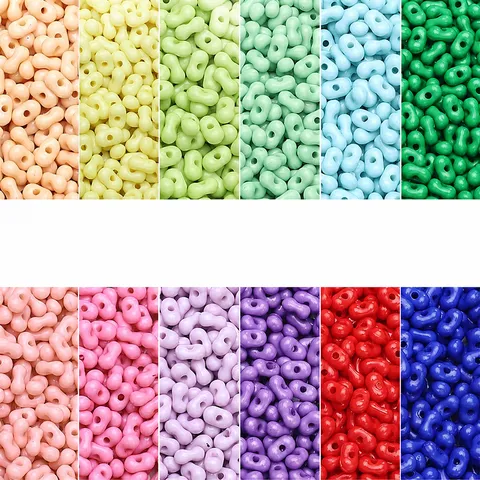 Perles de Cacahuète en Acrylique Couleur Unie Perles Intercalaires en Vrac pour Fabrication de Bijoux Collier Bracelet Artisanat