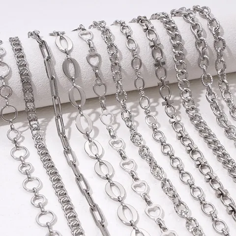Stainless Steel Jewelry Making Chains For DIY Necklace Bracelet Accessories Heart Cross Link Chain Bulk Handcraft Supplies