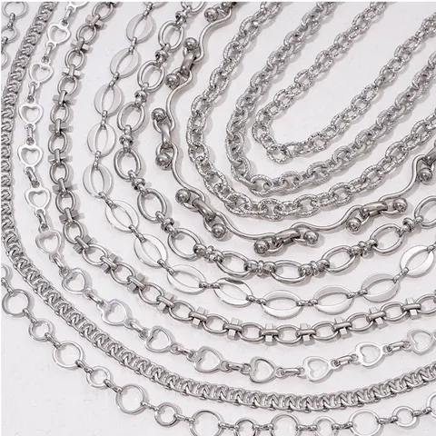 Stainless Steel Jewelry Making Chains For DIY Necklace Bracelet Accessories Heart Cross Link Chain Bulk Handcraft Supplies