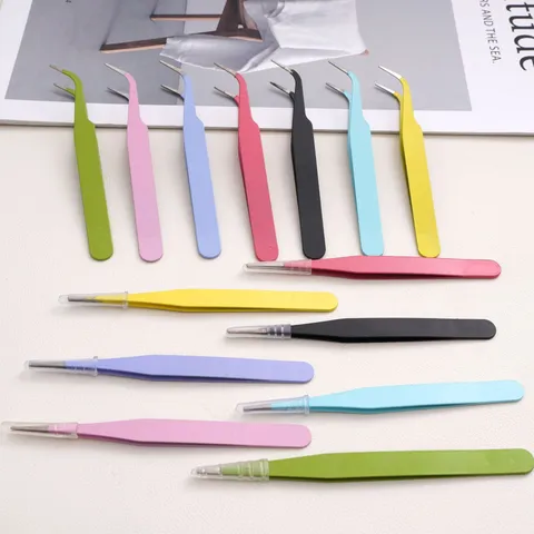 Macaron Color Iron Tweezers Straight Curved Pointy Tweezers For DIY Jewelry Making Nail Art Handcrafted Material Tool