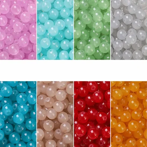 Glas Lose Perlen Rund Gelee Stil Imitation Jade Perlen Glatte Zwischenperlen Für Basteln Armband Halskette DIY Schmuckherstellung Schmuck Handwerk Zubehör Großhandel