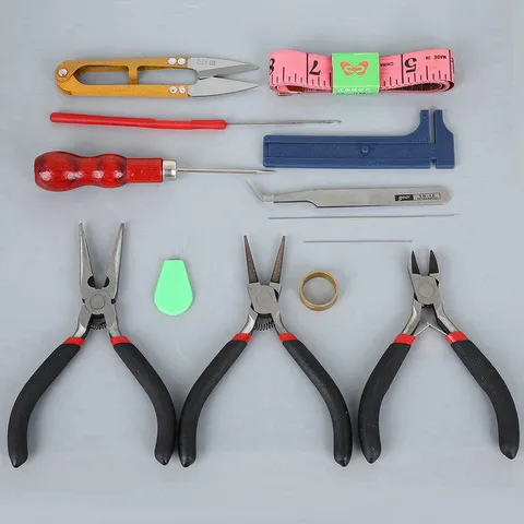 Professional DIY Jewelry Making Hand Tool Kit Round Nose Pliers Side Cutter Hot Melt Glue Gun Storage Box Crafting Tool