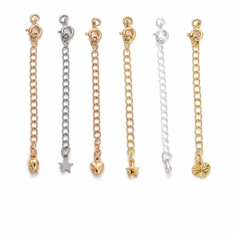 14K 18K Vergulde Koperen Verlengketting DIY Sieraden Vondsten Hart Ster Waterdruppel Hanger Staartketting Ketting Armband Connector Accessoires
