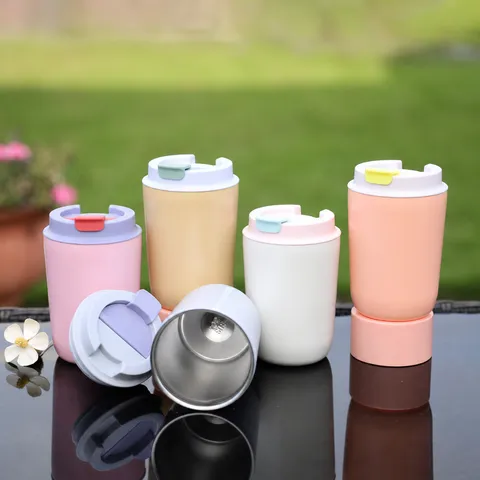 Mini Kaffee Becher Edelstahl Vakuumisoliert Reise Wasserflasche Tragbarer Klappdeckel Auslaufsicherer Becher
