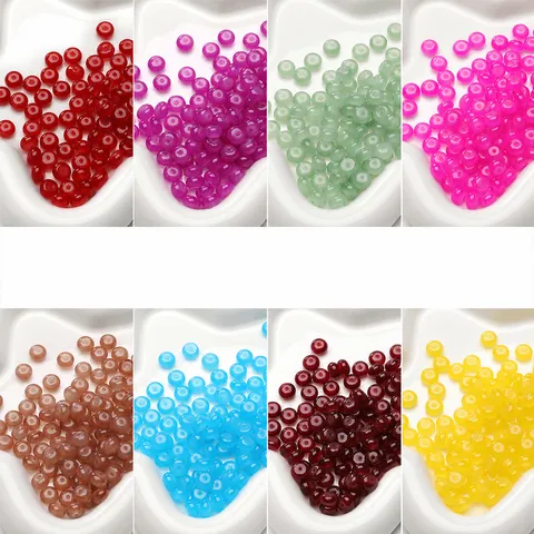 Perle ad Abaco in Vetro Imitazione Giada Perline Distanziatrici Rotonde Piatte Sciolte Per La Creazione di Gioielli Fai-Da-Te Accessori Per Bracciali e Collane