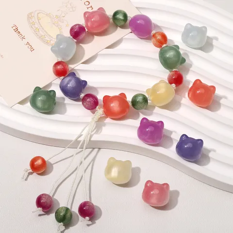 UV Color Changing Resin Beads Cute Cat Head Shape Loose Beads For DIY Bracelet Necklace Handmade Jewelry Making Supplies
