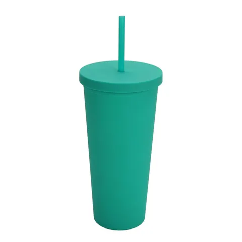 Doppelschichtiger Plastikbecher Mit Strohhalm Große Kapazität Isolierter Wiederverwendbarer Kaltgetränkebecher Tragbare Outdoor Wasserflasche Für Den Täglichen Gebrauch
