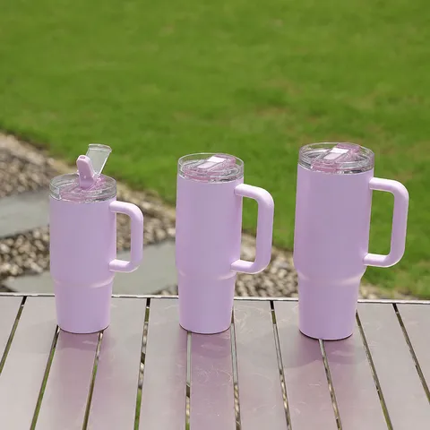 Edelstahl Vakuum Isolierter Becher Mit Griff Und Strohhalmdeckel Große Kapazität Tragbare Reise Auto Wasserflasche