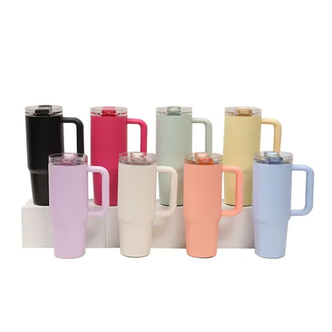 Stainless Steel Vacuum Insulated Tumbler With Handle And Straw Lid Large Capacity Portable Travel Car Water Bottle Cup