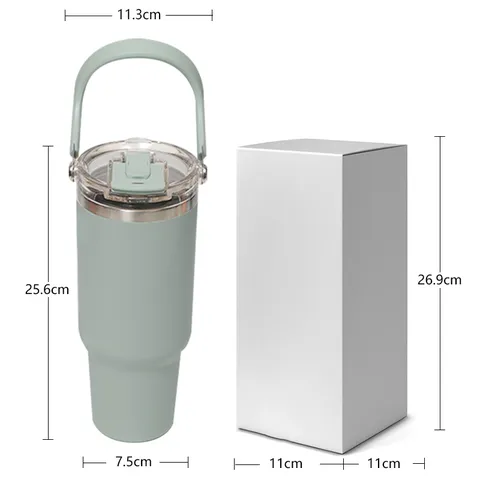 Large Capacity Stainless Steel Insulated Tumbler With Handle And Straw Lid Vacuum Travel Car Water Bottle For Outdoor Sports