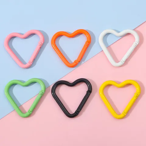Colorful Alloy Painted Heart Shaped Karabiner Snap Hook DIY Keychain Accessories Backpack Mini Hanging Clip Lock
