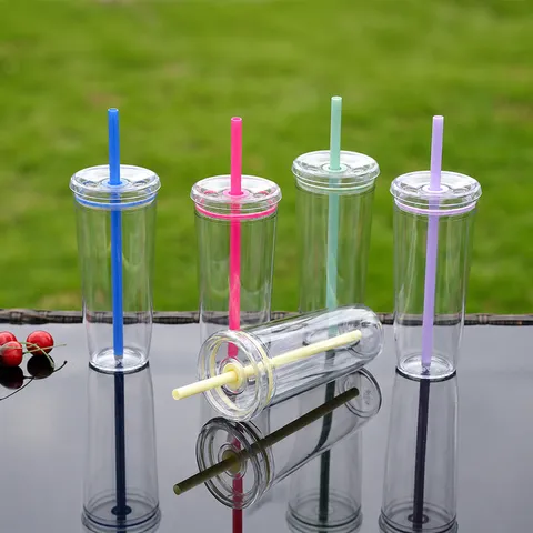 Klarer Tritan Strohhalm Becher Tragbare Plastik Wasserflasche Minimalistischer Tumbler Mit Deckel Und Strohhalm Für Reise Büro