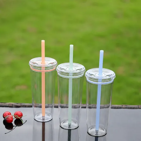 Klarer Tritan Strohhalm Becher Tragbare Plastik Wasserflasche Minimalistischer Tumbler Mit Deckel Und Strohhalm Für Reise Büro