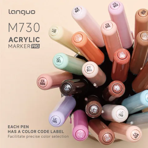 Lanquo Ensemble de Marqueurs Acryliques Liquides Directs Pointe Souple Peinture Artistique Graffiti Stylos de Papeterie
