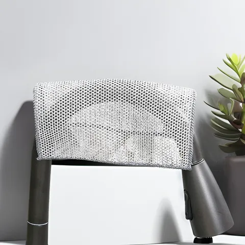 Thickened Silver Wire Dishcloth Double Sided Mesh Dish Washing Cloth Non Sticky Oil Household Kitchen Scouring Pad