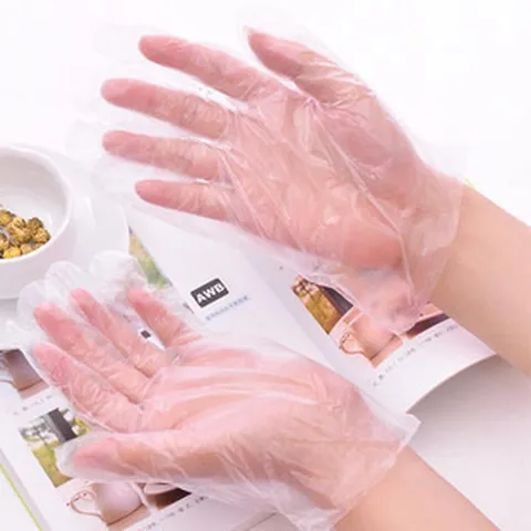 Gants Jetables Transparents en PE Antidérapants Imperméables Préparation des Aliments Nettoyage Tâches Ménagères Gants de Protection Quotidiens