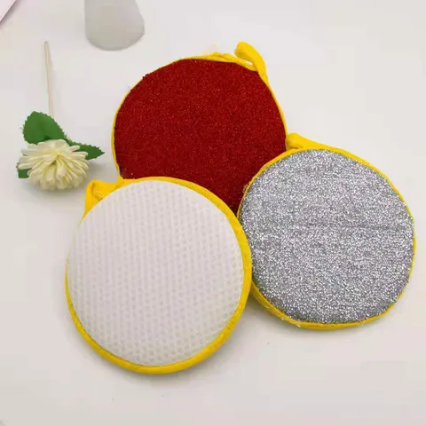 Double Sided Cleaning Sponge Scrubber Kitchen Dishwashing Sponge Scrub Pad Multi-Color Dish Cloth Household Cleaning Tool