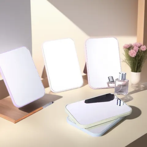 Tragbarer Desktop Schminkspiegel Klappbarer Kunststoff Kosmetikspiegel Kompakter Schreibtisch Spiegel Für Schlafzimmer Damen