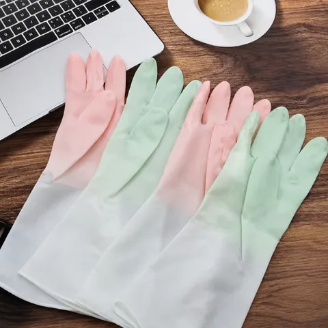 Langlebige PVC Haushalt Spülen Handschuhe Wasserdicht Dünne Reinigung Handschuhe Für Frauen Küche Geschirrspülen Hausarbeit Reinigung Werkzeug