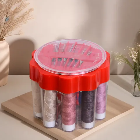 Portable Household Sewing Kit Box Transparent Storage Box With Multi-Color Threads And Sewing Tools Set For Daily Repair