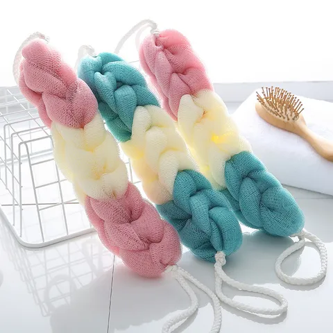 Exfoliating Long Bath Sponge Net Back Scrubber Double Sided Thickened Mesh Bathing Shower Strip For Adults Bathroom