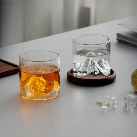 Borosilicaatglas Berg Beker Transparant Creatief 3D Piek Whiskey Beker Thee Proeven Glas Thuis Kantoor Drinkgerei