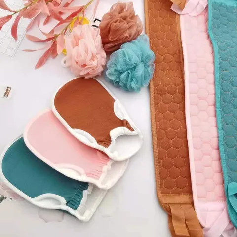 Exfoliating Bath Sponge Scrubber Back Strip Bath Towel Honeycomb Texture Soft Body Cleaning Bath Shower Set