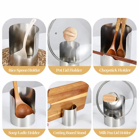 Repos Cuillère à Soupe en Acier Inoxydable et Support de Couvercle Étagère de Cuisine