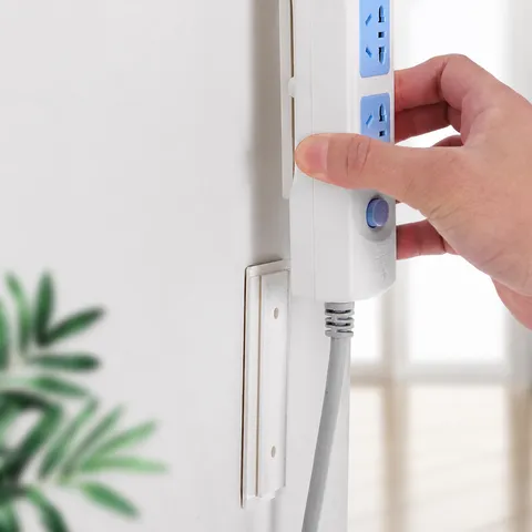 Wall Mounted Power Strip Holder Punch Free Adhesive Socket Fixer Cable Organizer Wall Storage Rack For Home