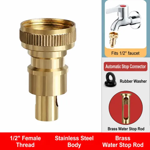 Stainless Steel Faucet Water Nozzle Adapter Anti-Drop Automatic Water-Stopping Connector For Washing Machine